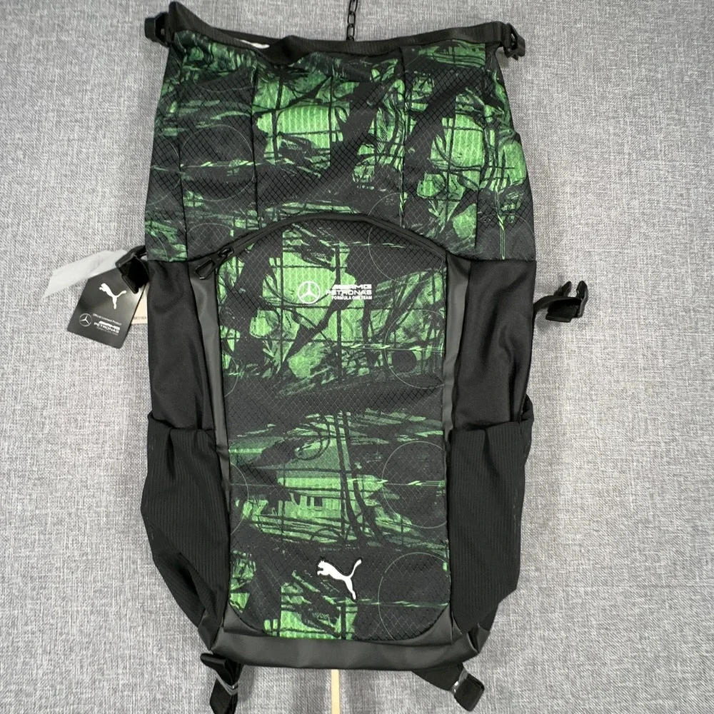 Puma Mercedes AMG Petronas F1 Statement Backpack OSFA Black Green Bag NEW